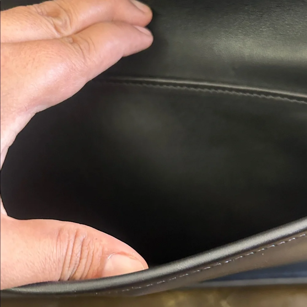Coach Black Leather Briefcase with Gold-Tone Turn Lock